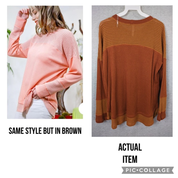 🎅🏻 3/$50 NWOT My Story Round Neck Top- Brown - Picture 2 of 6